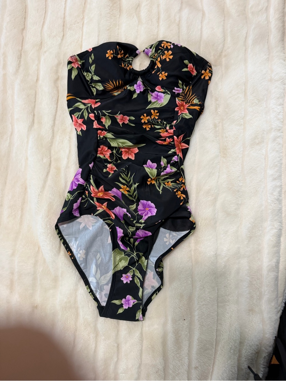 Shade & Shore Black Tropical Floral Swimsuit